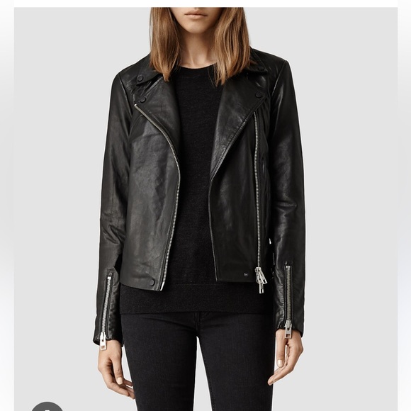 All Saints Jackets & Blazers - EUC AllSaints Ayers Slim Fit Leather Biker Moto Jacket Black, Size US 6